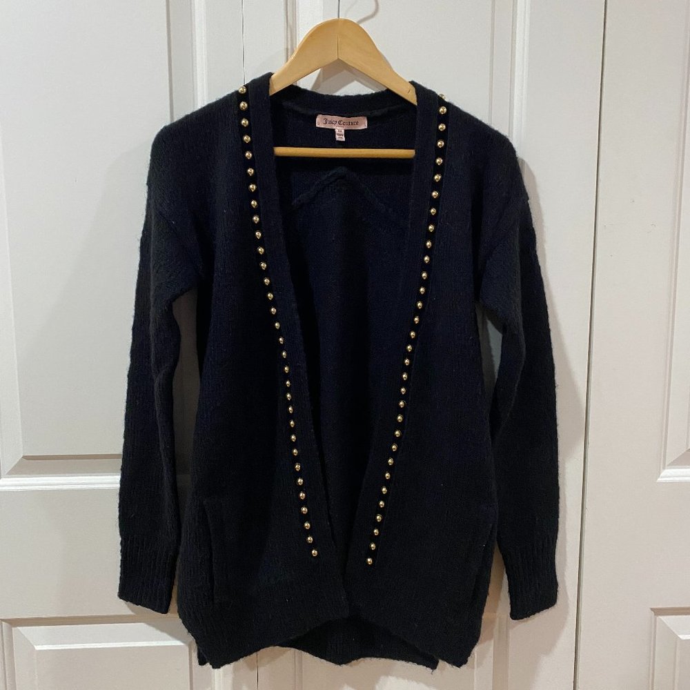 -Juicy Couture Black Cardigan Gold Studs Jacket XS